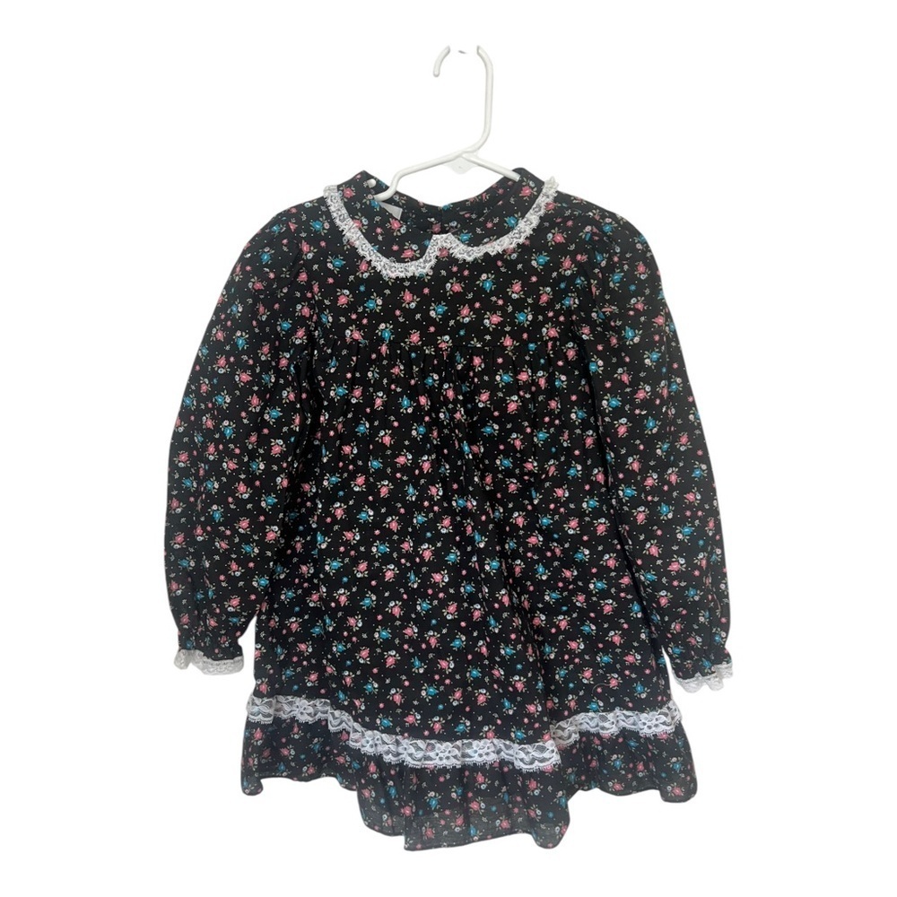 Vintage Girl’s Floral Dress Peter Pan Lace Collar Winnie the Pooh size 6